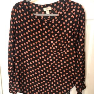 Printed blouse, navy